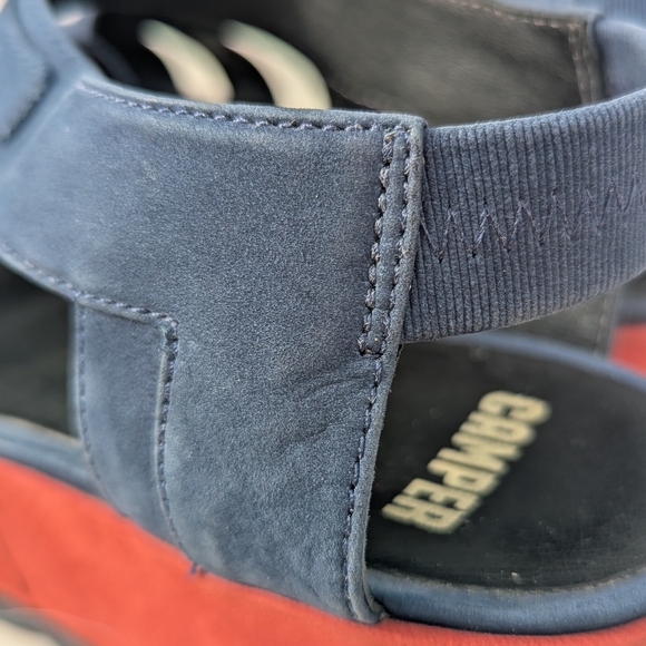 Camper | Laika Red Blue Nubuck Leather Platform Sandals Size EU 38 | US 7.5 - Picture 12 of 15